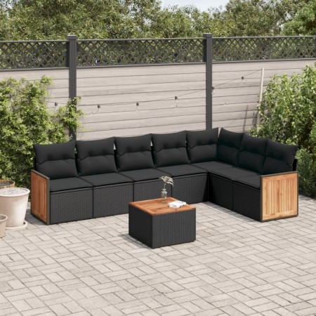 Set de sofás de jardín 8 piezas y cojines ratán sintético negro de , Conjuntos de jardín - Ref: Foro24-3227714, Precio: 493,4...