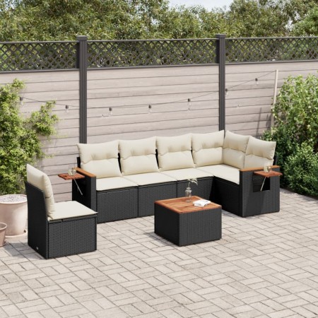 Set de comedor de jardín 7 pzas y cojines ratán sintético negro de , Conjuntos de jardín - Ref: Foro24-3226861, Precio: 405,1...