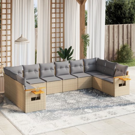 Juego de sofás jardín con cojines beige 10 pzas ratán sintético de , Conjuntos de jardín - Ref: Foro24-3259567, Precio: 632,2...