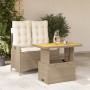 Set comedor de jardín 2 pzas con cojines ratán sintético beige de , Conjuntos de jardín - Ref: Foro24-3277478, Precio: 261,07...