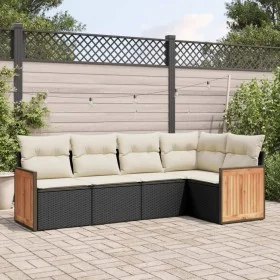 Set de muebles de jardín 5 pzas y cojines ratán sintético negro de , Conjuntos de jardín - Ref: Foro24-3227624, Precio: 323,0...