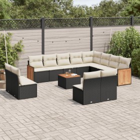 Set de sofás de jardín y cojines 13 pzas ratán sintético negro de , Conjuntos de jardín - Ref: Foro24-3228156, Precio: 726,29...