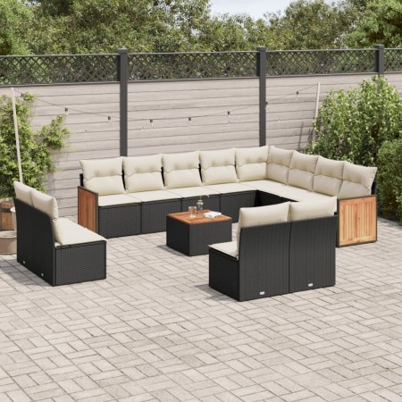 Set de sofás de jardín y cojines 13 pzas ratán sintético negro de , Conjuntos de jardín - Ref: Foro24-3228156, Precio: 726,29...