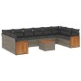 Set de sofás de jardín 11 pzas y cojines ratán sintético gris de , Conjuntos de jardín - Ref: Foro24-3228013, Precio: 634,68 ...