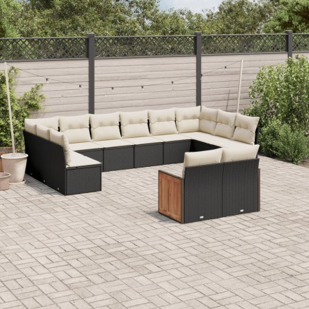 Set de sofás de jardín y cojines 12 pzas ratán sintético negro de , Conjuntos de jardín - Ref: Foro24-3228121, Precio: 641,20...