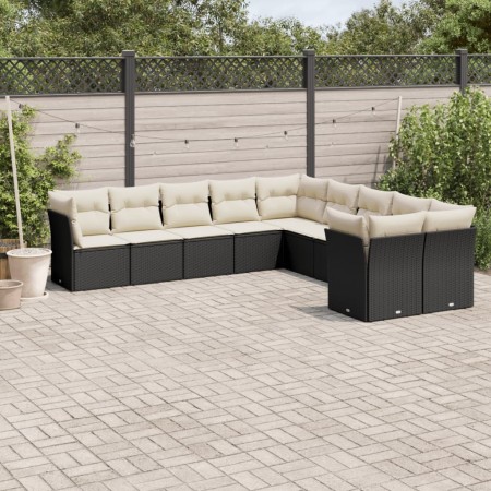 Set de sofás de jardín 10 pzas cojines ratán sintético negro de , Conjuntos de jardín - Ref: Foro24-3250075, Precio: 592,08 €...