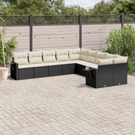 Set de sofás de jardín 10 pzas cojines ratán sintético negro de , Conjuntos de jardín - Ref: Foro24-3253043, Precio: 600,62 €...