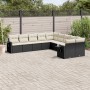 Set de sofás de jardín 10 pzas cojines ratán sintético negro de , Conjuntos de jardín - Ref: Foro24-3253043, Precio: 600,62 €...