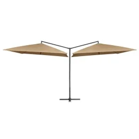 Sombrilla doble con palo de acero gris taupe 250x250 cm de vidaXL, Sombrillas - Ref: Foro24-47323, Precio: 156,67 €, Descuent...