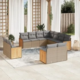 Set de sofás de jardín 11pzas con cojines ratán sintético beige de , Conjuntos de jardín - Ref: Foro24-3228180, Precio: 781,8...