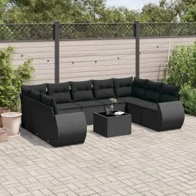 Gartensofa-Set 10-teilig mit schwarzen synthetischen Rattankissen von , Gartensets - Ref: Foro24-3254142, Preis: 636,21 €, Ra...