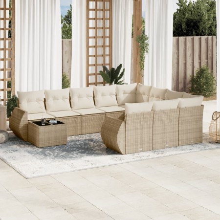 Set de sofás de jardín 11pzas con cojines ratán sintético beige de , Conjuntos de jardín - Ref: Foro24-3254265, Precio: 779,2...