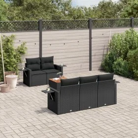 6-piece garden sofa set and black synthetic rattan cushions by , Modular outdoor sofas - Ref: Foro24-3224445, Price: 435,78 €...