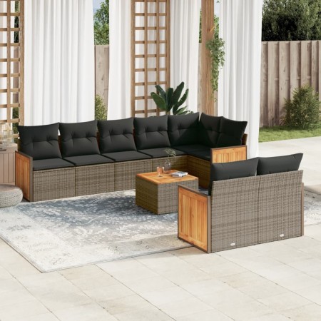 Set de muebles de jardín 9 pzas y cojines ratán sintético gris de , Conjuntos de jardín - Ref: Foro24-3227838, Precio: 561,48...
