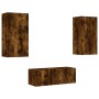 Muebles TV pared con LED 4 pzas madera ingeniería roble ahumado en Muebles TV | Comprar online en Foru.es