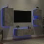 Muebles TV pared con LED 5 pzas madera ingeniería gris hormigón en Muebles TV | Comprar online en Foru.es