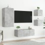 Muebles TV pared con LED 5 pzas madera ingeniería gris hormigón en Muebles TV | Comprar online en Foru.es