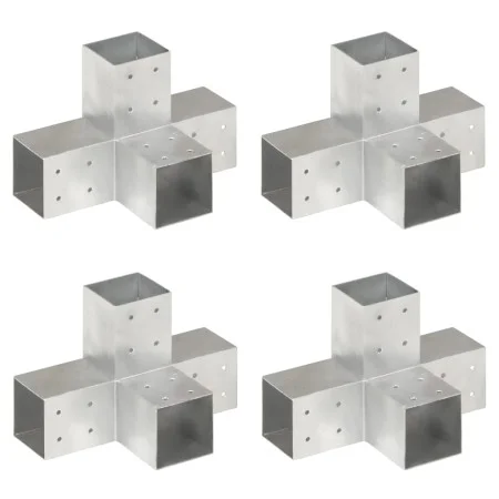 X-shaped post connectors 4 units galvanized metal 81x81 mm by vidaXL, fence posts - Ref: Foro24-145468, Price: 77,39 €, Disco...