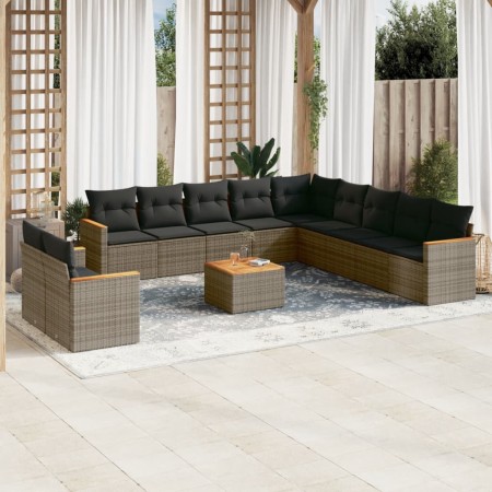 Set de sofás de jardín 12 pzas con cojines ratán sintético gris de , Conjuntos de jardín - Ref: Foro24-3258539, Precio: 778,2...