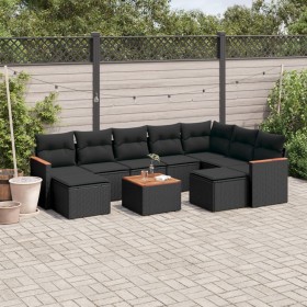 Set de sofás de jardín 10 pzas cojines ratán sintético negro de , Conjuntos de jardín - Ref: Foro24-3258947, Precio: 633,31 €...