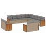 Set sofás de jardín con cojines 13 pzas ratán sintético beige de , Conjuntos de jardín - Ref: Foro24-3260610, Precio: 895,40 ...