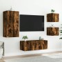 Muebles TV pared con LED 5 pzas madera ingeniería roble ahumado en Muebles TV | Comprar online en Foru.es