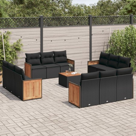 Set de sofás de jardín y cojines 13 pzas ratán sintético negro de , Conjuntos de jardín - Ref: Foro24-3259920, Precio: 871,89...