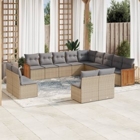 Set sofás de jardín con cojines 13 pzas ratán sintético beige de , Conjuntos de jardín - Ref: Foro24-3260568, Precio: 813,56 ...