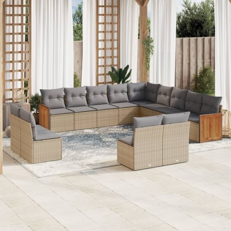 Set sofás de jardín con cojines 13 pzas ratán sintético beige de , Conjuntos de jardín - Ref: Foro24-3260568, Precio: 813,56 ...