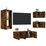 Muebles TV pared con LED 5 pzas madera ingeniería roble ahumado en Muebles TV | Comprar online en Foru.es