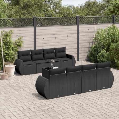 Set de sofás de jardín 8 piezas y cojines ratán sintético negro de , Conjuntos de jardín - Ref: Foro24-3221144, Precio: 600,0...