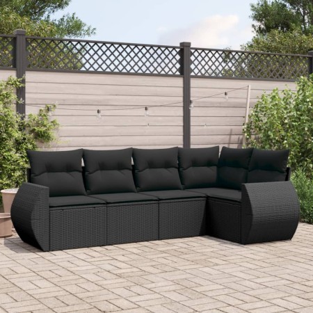 Set de muebles de jardín 5 pzas y cojines ratán sintético negro de , Conjuntos de jardín - Ref: Foro24-3221324, Precio: 351,1...