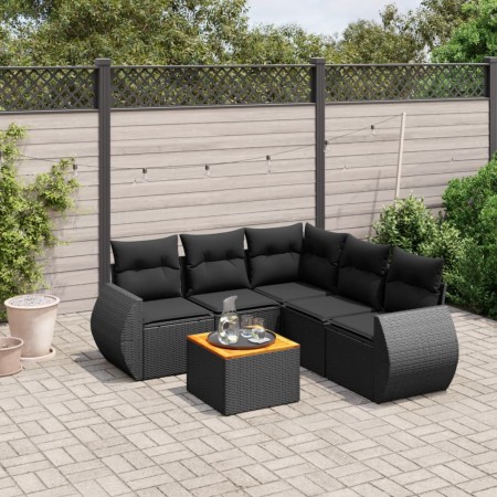 Set de sofás de jardín 6 piezas y cojines ratán sintético negro de , Conjuntos de jardín - Ref: Foro24-3224998, Precio: 392,0...
