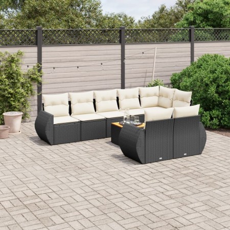 Set de sofás de jardín 8 piezas y cojines ratán sintético negro de , Conjuntos de jardín - Ref: Foro24-3225090, Precio: 549,4...