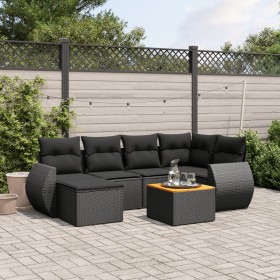 Set de comedor de jardín 7 pzas y cojines ratán sintético negro de , Conjuntos de jardín - Ref: Foro24-3225103, Precio: 432,9...