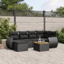 Set de comedor de jardín 7 pzas y cojines ratán sintético negro de , Conjuntos de jardín - Ref: Foro24-3225103, Precio: 432,9...