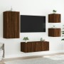 Muebles TV pared con LED 5 pzas madera ingeniería marrón roble en Muebles TV | Comprar online en Foru.es