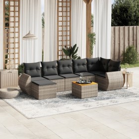 Set de sofás de jardín 8 pzas y cojines ratán sintético gris de , Conjuntos de jardín - Ref: Foro24-3225115, Precio: 475,36 €...