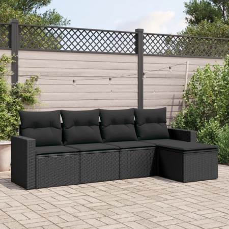 Set de muebles de jardín 5 pzas y cojines ratán sintético negro de , Conjuntos de jardín - Ref: Foro24-3218875, Precio: 295,6...