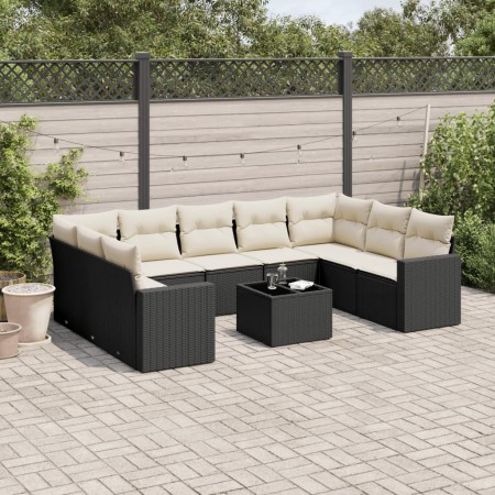 Set de sofás de jardín 10 pzas cojines ratán sintético negro de , Conjuntos de jardín - Ref: Foro24-3219396, Precio: 549,28 €...
