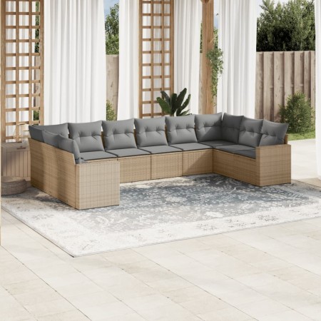 Juego de sofás jardín con cojines beige 10 pzas ratán sintético de , Conjuntos de jardín - Ref: Foro24-3219459, Precio: 635,2...
