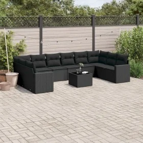 Set de sofás de jardín 11 pzas y cojines ratán sintético negro de , Conjuntos de jardín - Ref: Foro24-3219465, Precio: 716,95...