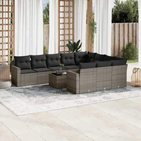 Set de sofás de jardín 11 pzas y cojines ratán sintético gris de , Conjuntos de jardín - Ref: Foro24-3219490, Precio: 644,45 ...