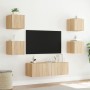 Muebles de TV de pared con luces LED 5 piezas roble Sonoma en Muebles TV | Comprar online en Foru.es