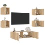 Muebles de TV de pared con luces LED 5 piezas roble Sonoma en Muebles TV | Comprar online en Foru.es
