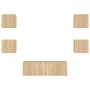 Muebles de TV de pared con luces LED 5 piezas roble Sonoma en Muebles TV | Comprar online en Foru.es