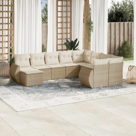 Juego de sofás jardín con cojines beige 10 pzas ratán sintético by , Modular outdoor sofas - Ref: Foro24-3221857, Price: 718,...