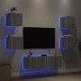 Muebles de TV de pared con luces LED 5 piezas gris Sonoma en Muebles TV | Comprar online en Foru.es
