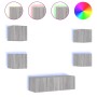 Muebles de TV de pared con luces LED 5 piezas gris Sonoma en Muebles TV | Comprar online en Foru.es