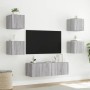 Muebles de TV de pared con luces LED 5 piezas gris Sonoma en Muebles TV | Comprar online en Foru.es